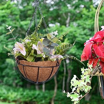 Toque Rústico: Flores Silvestres em Cestos de Vime Suspensos - detalhe