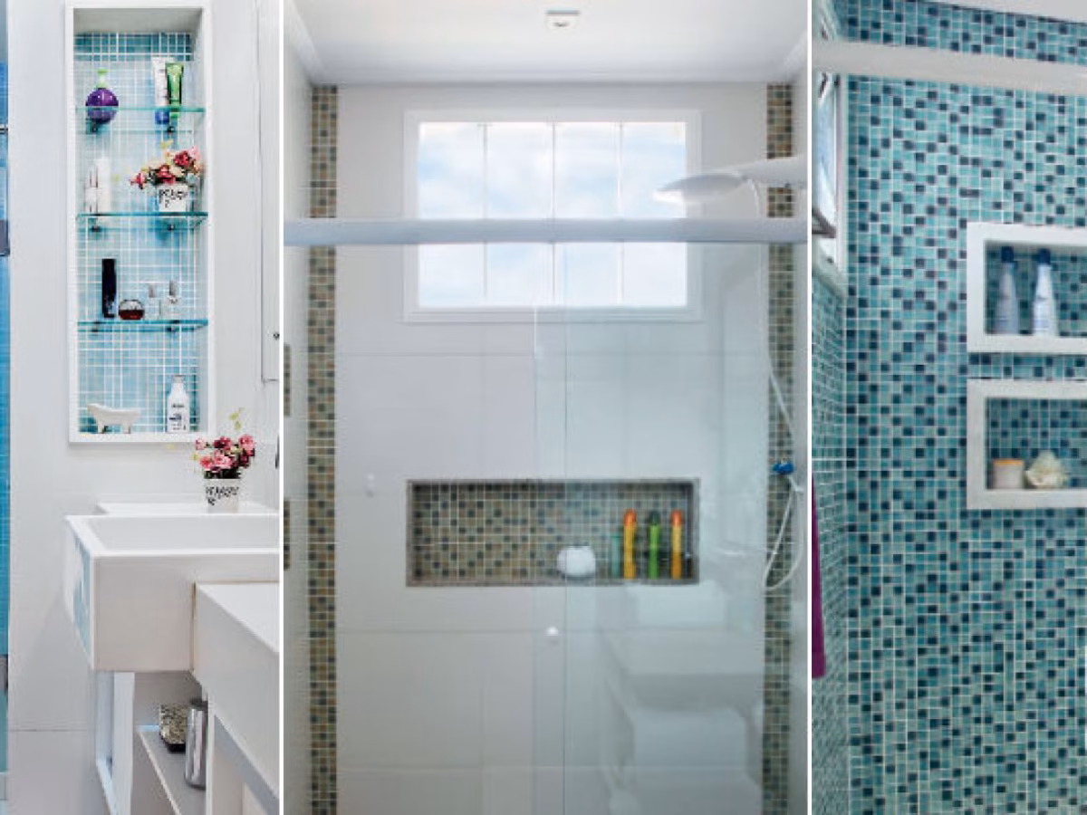 Nicho Funcional com Prateleiras de Vidro: Organização com Leveza! - ideia