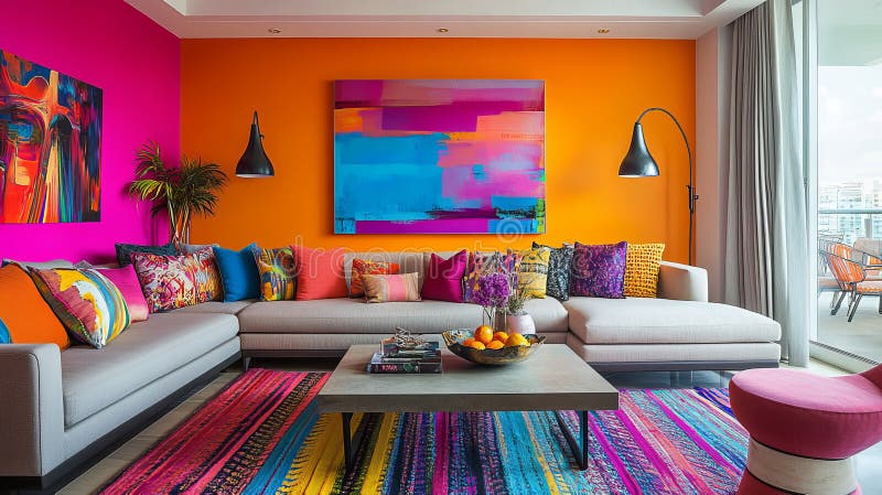 Sala de Estar Vibrante com Galeria de Arte - detalhe