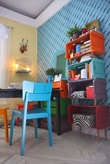 Home Office Funcional com Caixotes de Feira - detalhe