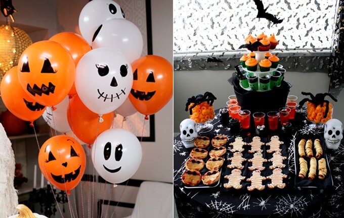 Com Decoração de Halloween Divertida e Colorida - inspiração