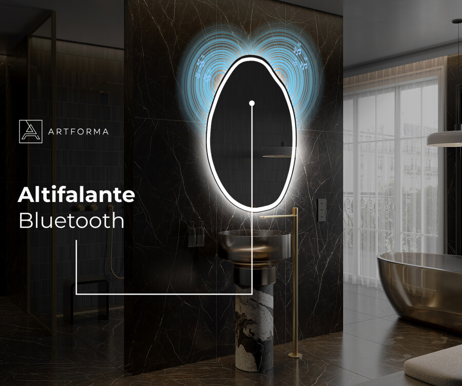 Formato Orgânico com LED Quente: Para um Banheiro Relaxante e Natural - ideia