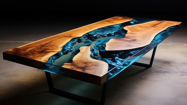 Móveis de Madeira e Resina Epóxi: Design Moderno e Sofisticado - ideia