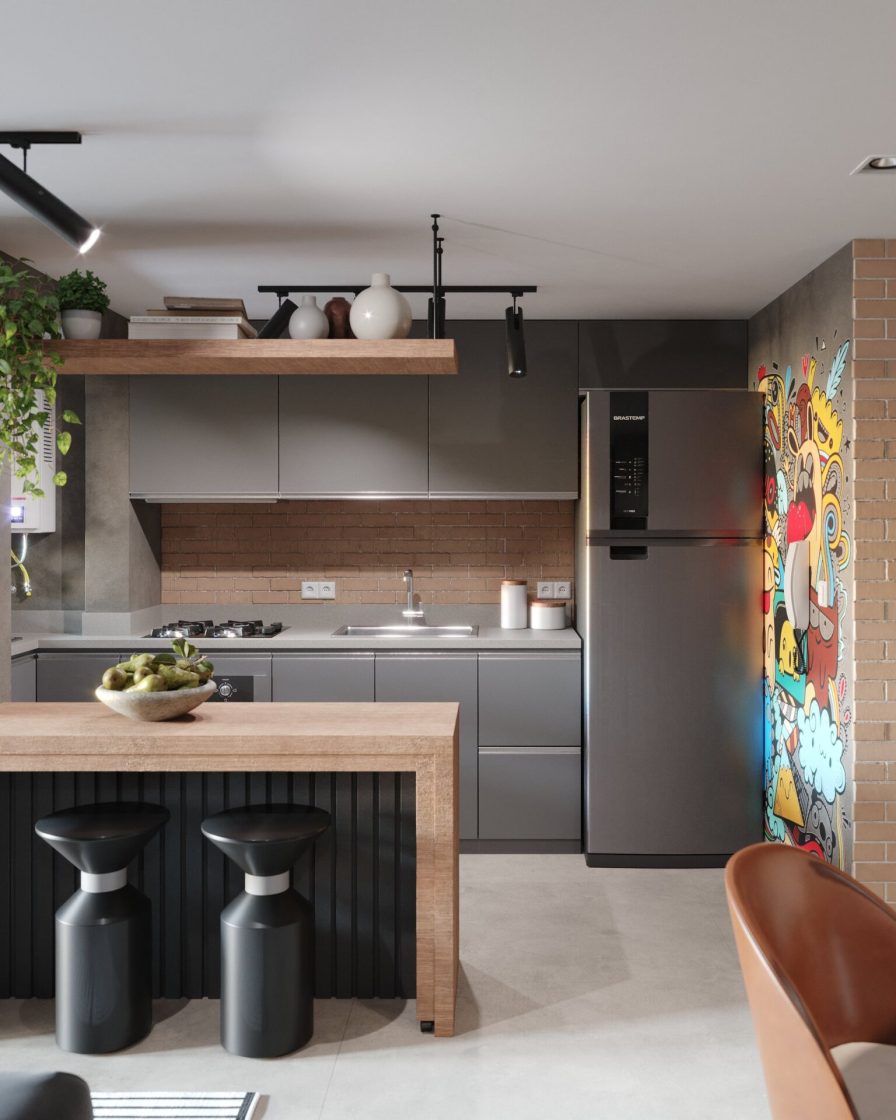 Com Piso de Cimento Queimado e Toque Industrial - detalhe