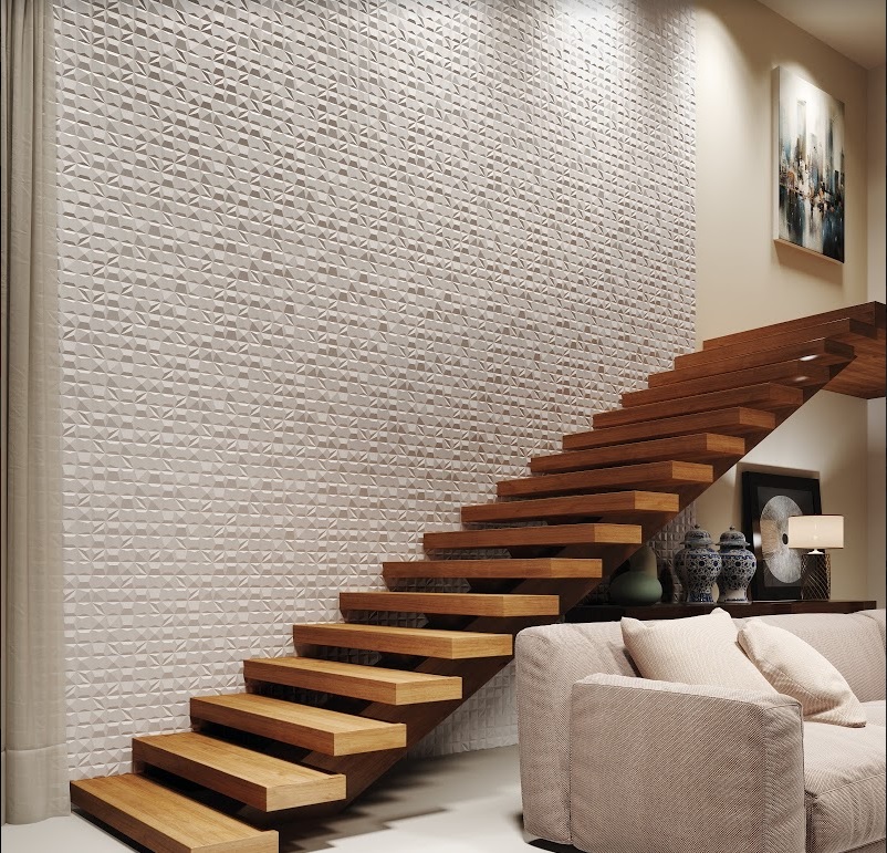 Impacto Gráfico: Revestimento 3D com Padrões Geométricos em Preto e Branco - ideia