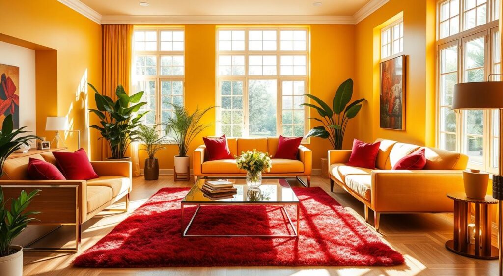 Amarelo Mostarda e Tecidos Coloridos: Alegria e Conforto em Cada Refeição - ideia