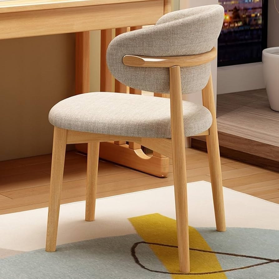 Cadeiras de Design com Assento Acolchoado e Base de Madeira Clara: Conforto Escandinavo - detalhe