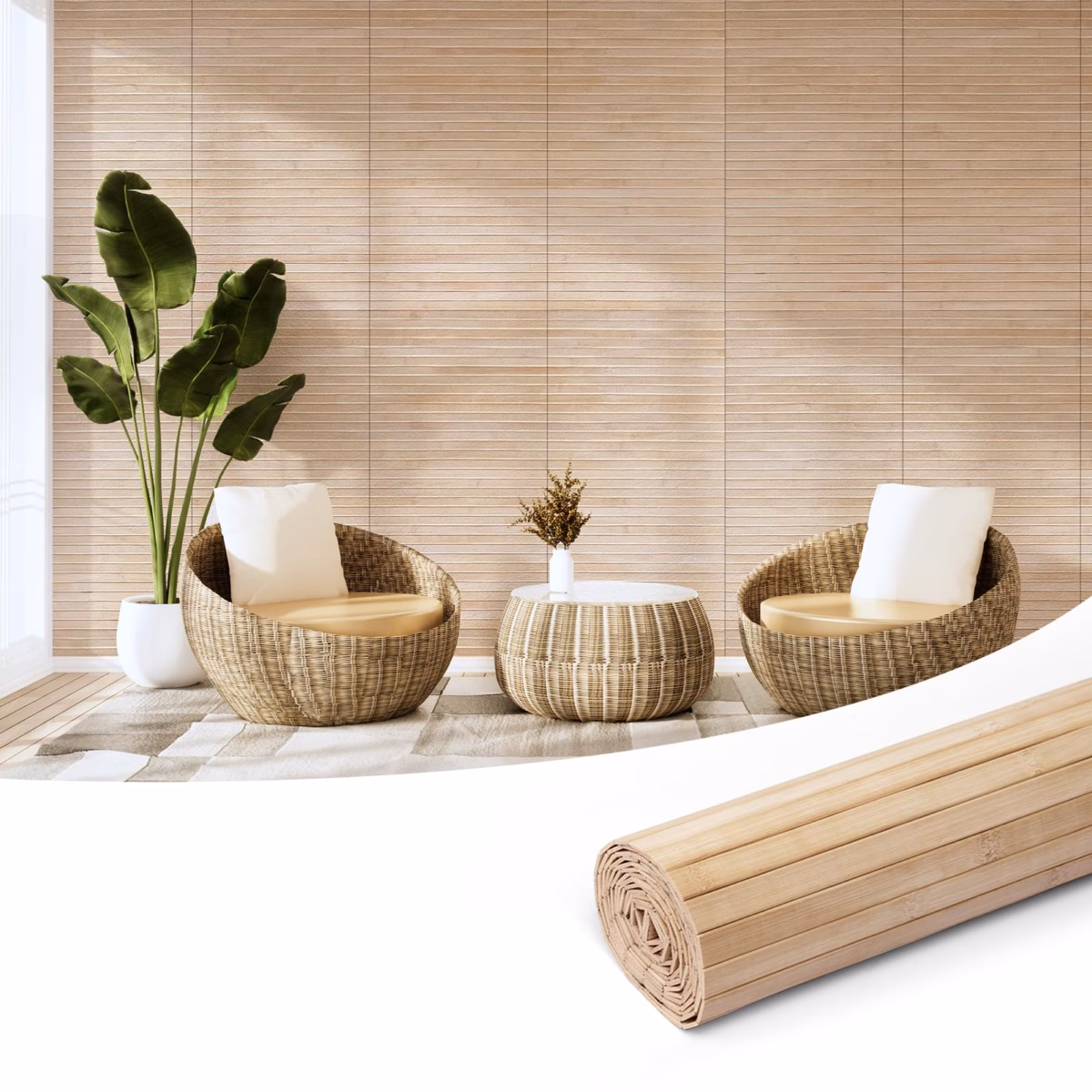 Elegância Natural: Revestimento de Bambu em Paredes e Texturas - ideia