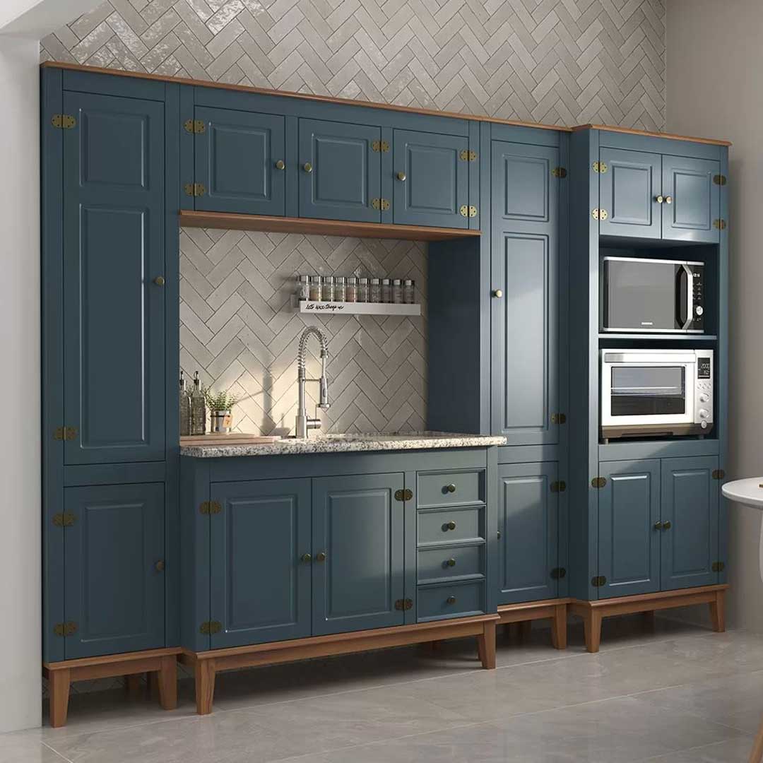 Armário de Cozinha em MDF com Revestimento de Papel de Parede Vintage: Personalidade Retrô! - ideia