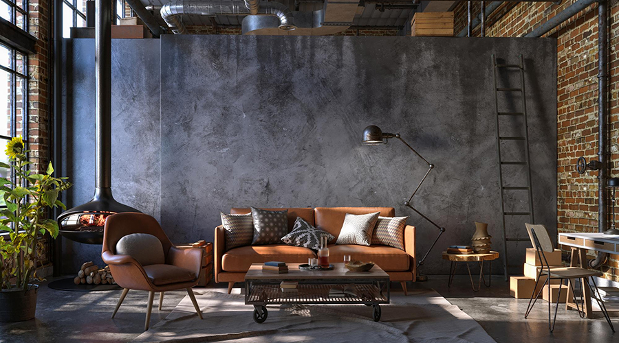 Estilo Industrial: Metal, Concreto e Arte Urbana - ideia