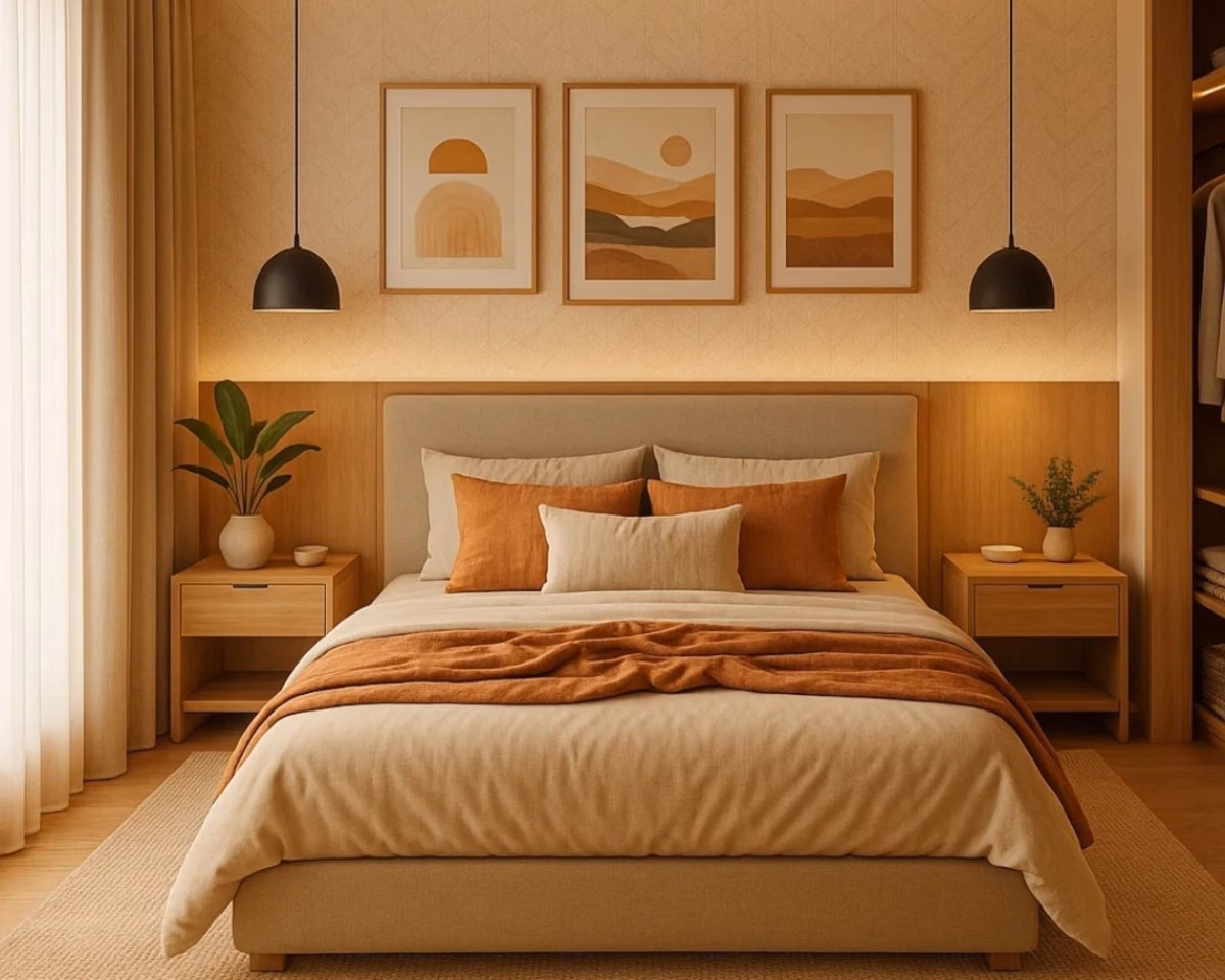 Luz Indireta e Cores Quentes: Um Ambiente Acolhedor e Relaxante - inspiração