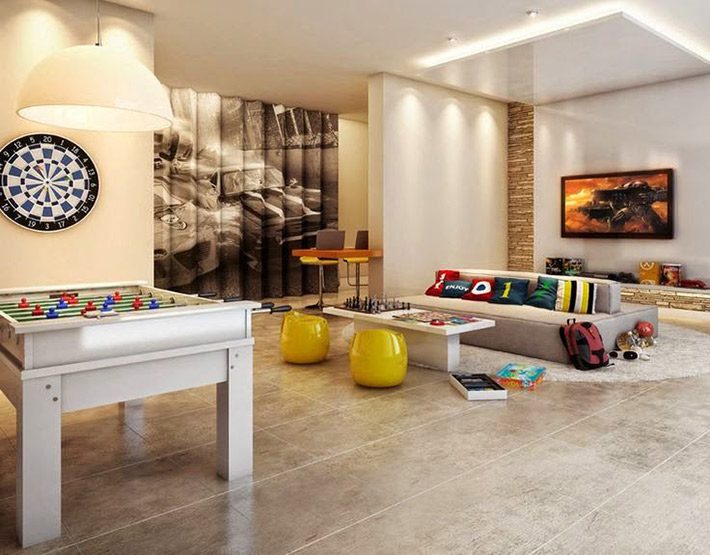 Sala de Jogos Compartilhada: Espaço para Games e Relaxamento em Família - ideia