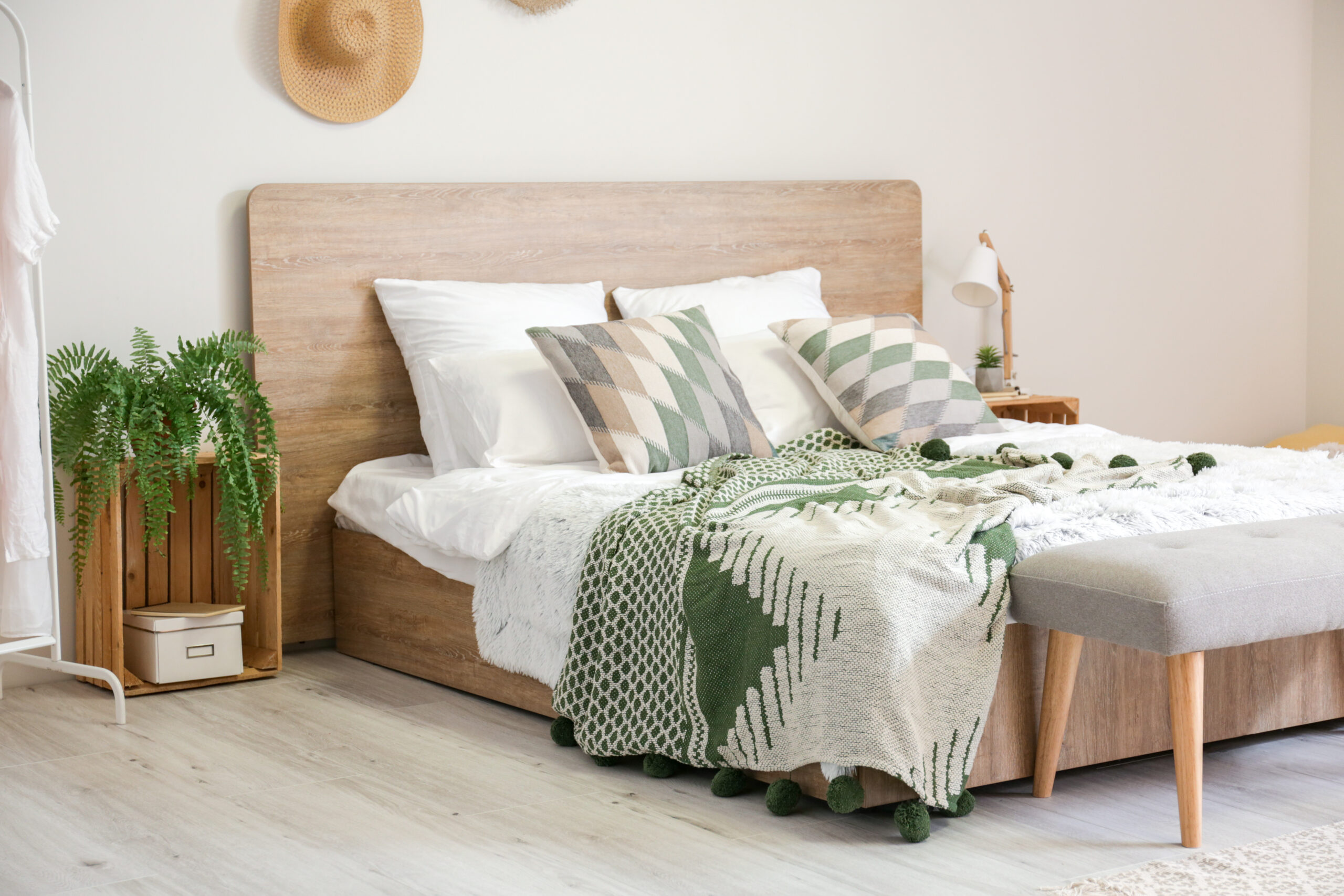 Decoração Escandinava Romântica com Almofadas e Mantas de Tricô - detalhe