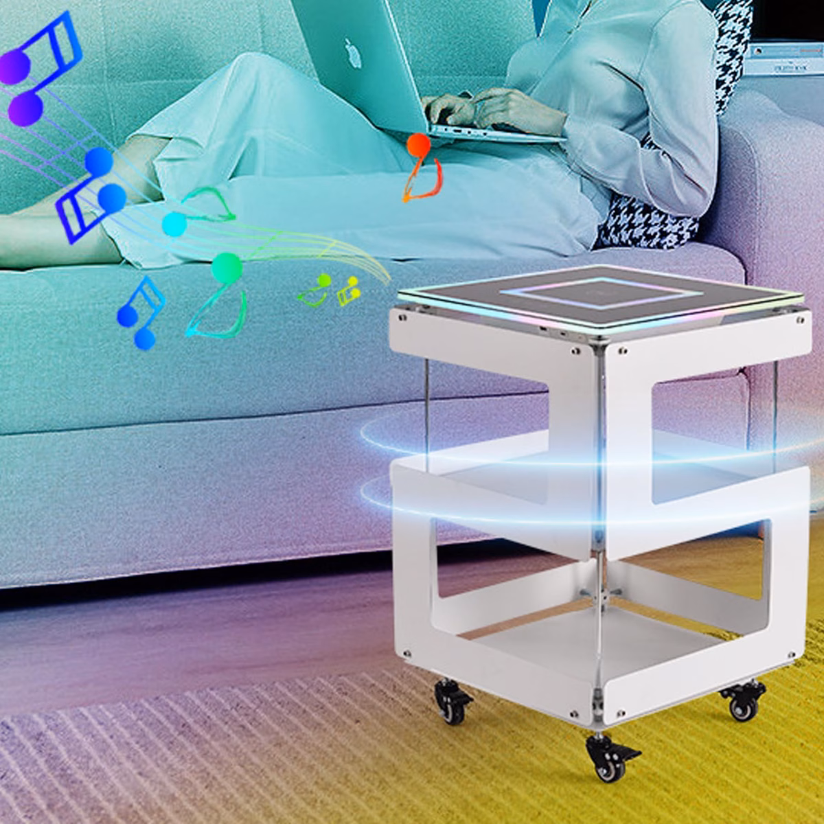 Luz e Aconchego: Mesas Laterais Iluminadas com Cordão de LED - detalhe