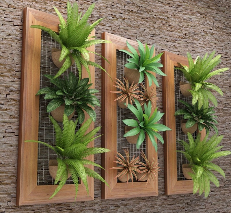 Painel Vertical com Mini Jardim Suspenso - ideia