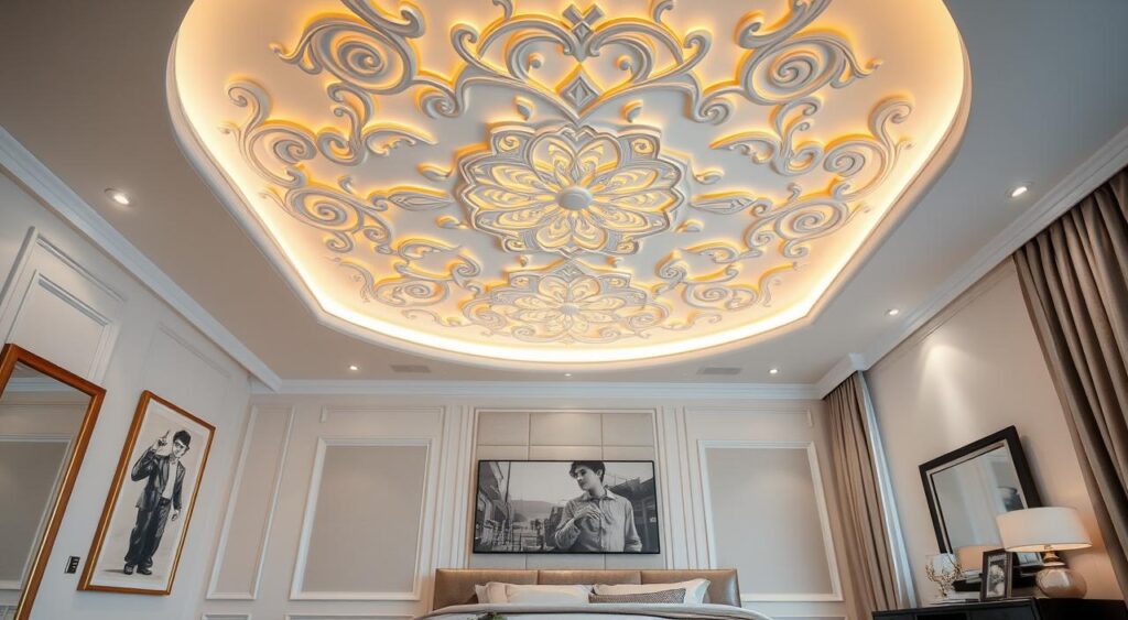 Plafon com Molduras de Gesso Personalizadas: Elegância e Exclusividade nos Detalhes - ideia