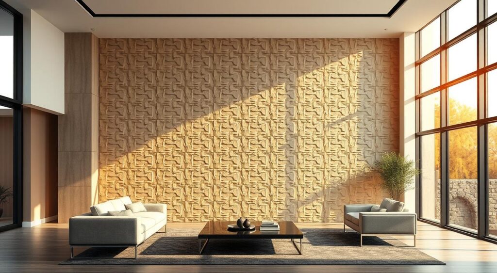 Sofisticação Natural: Revestimento 3D de Madeira para um Ambiente Acolhedor - ideia