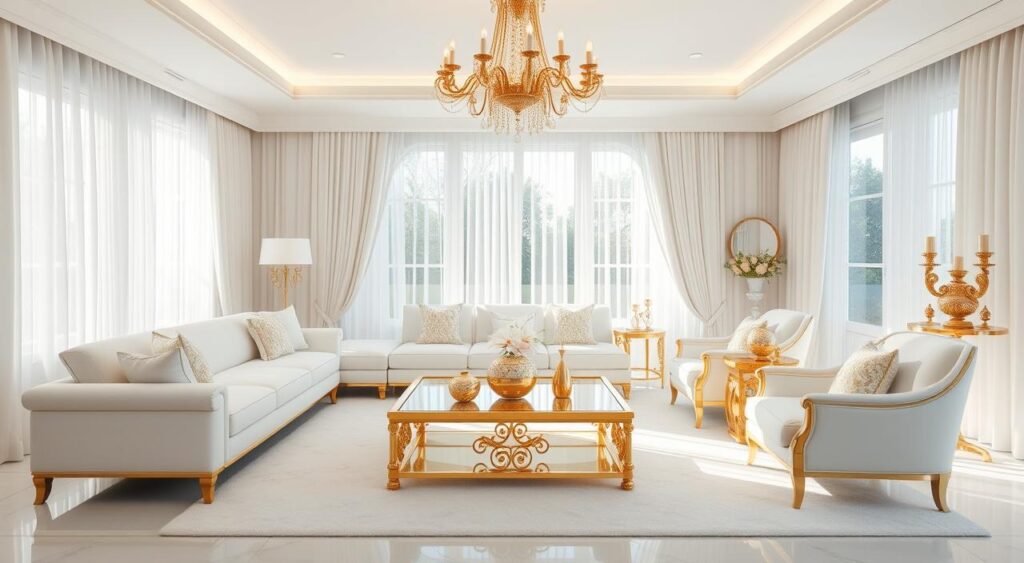 Toque Final: Espelhos Dourados para Ampliar e Iluminar - ideia