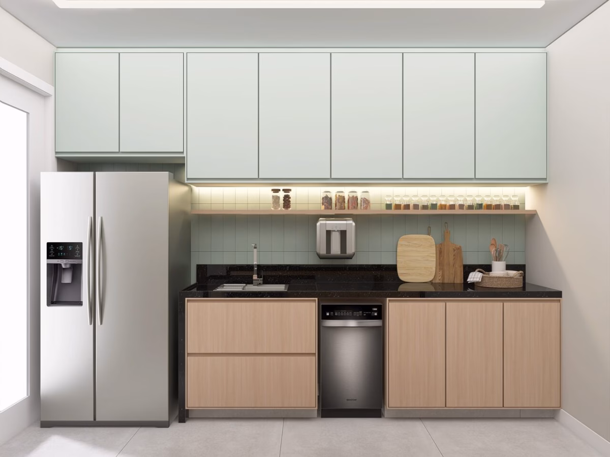 Armário de Cozinha em MDF com Pintura Degradê em Tons Pastel: Leveza e Suavidade! - detalhe