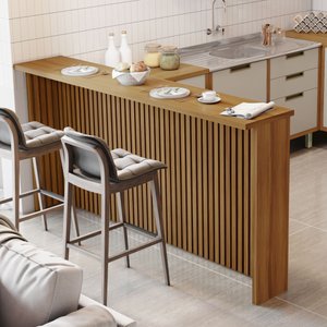 Cozinha Compacta com Bancada Dobrável de Madeira - ideia