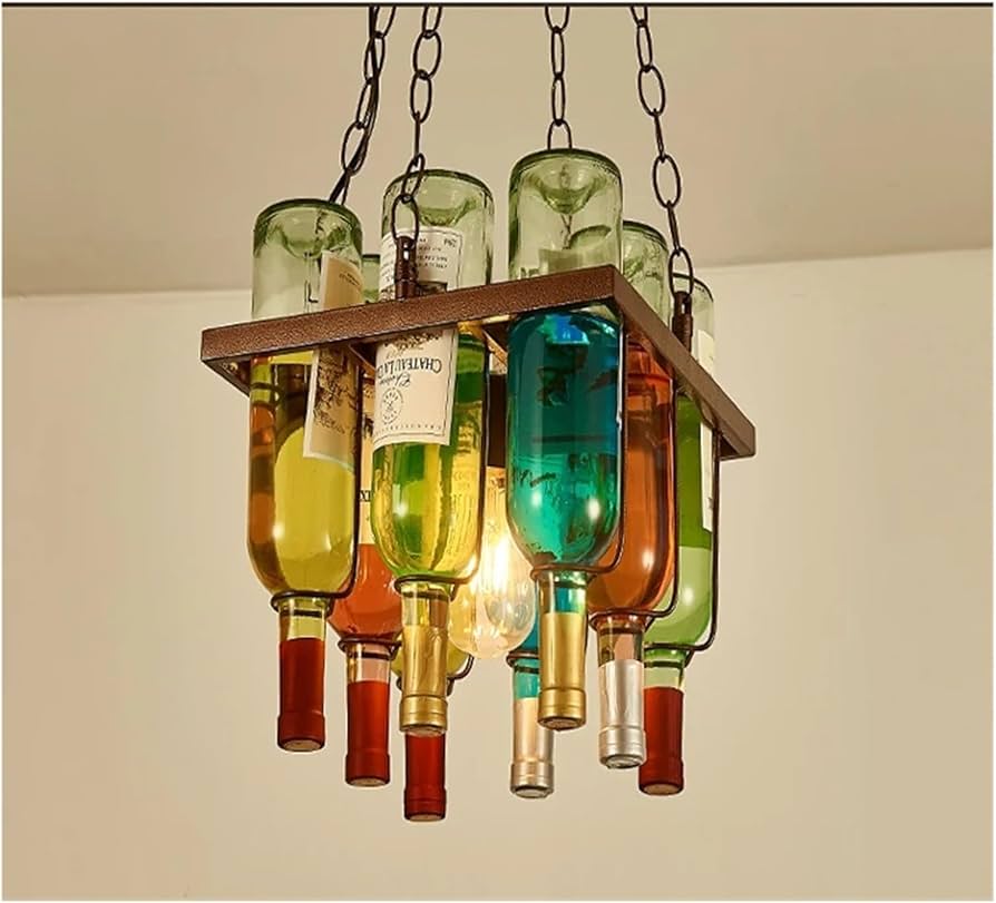 Lustre DIY com Garrafas de Vidro e Corda - ideia