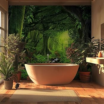 Natureza Relaxante no Banheiro: Uma Atmosfera Zen Resistente à Umidade - ideia