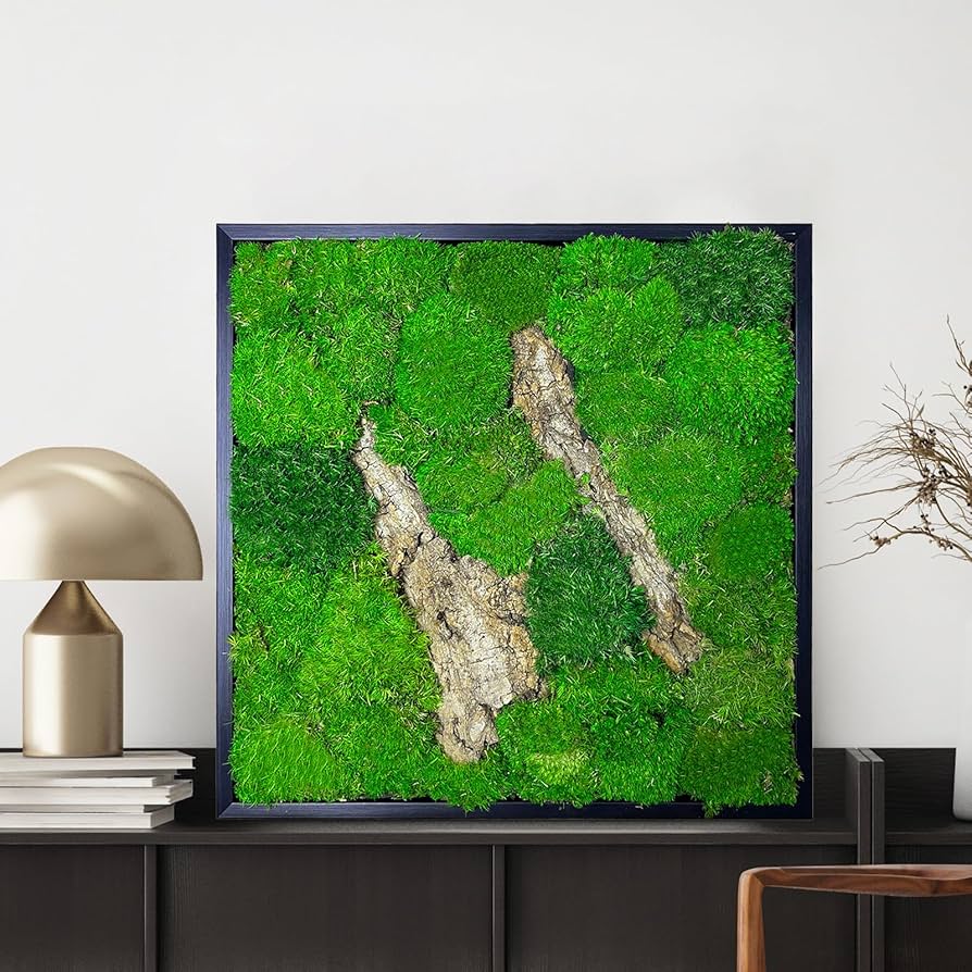 Parede Verde Texturizada com Musgo Preservado: Natureza Imponente e Sofisticada sem Complicação - ideia