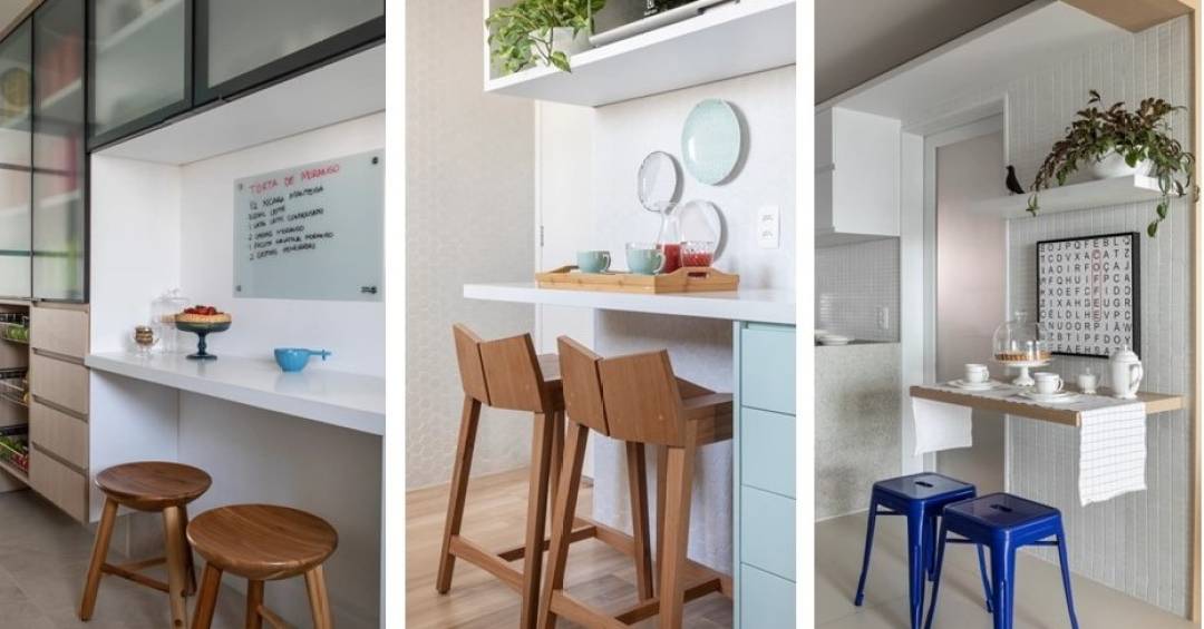 Bancada Estreita com Banquetas Altas: Solução Inteligente para Espaços Minúsculos - detalhe