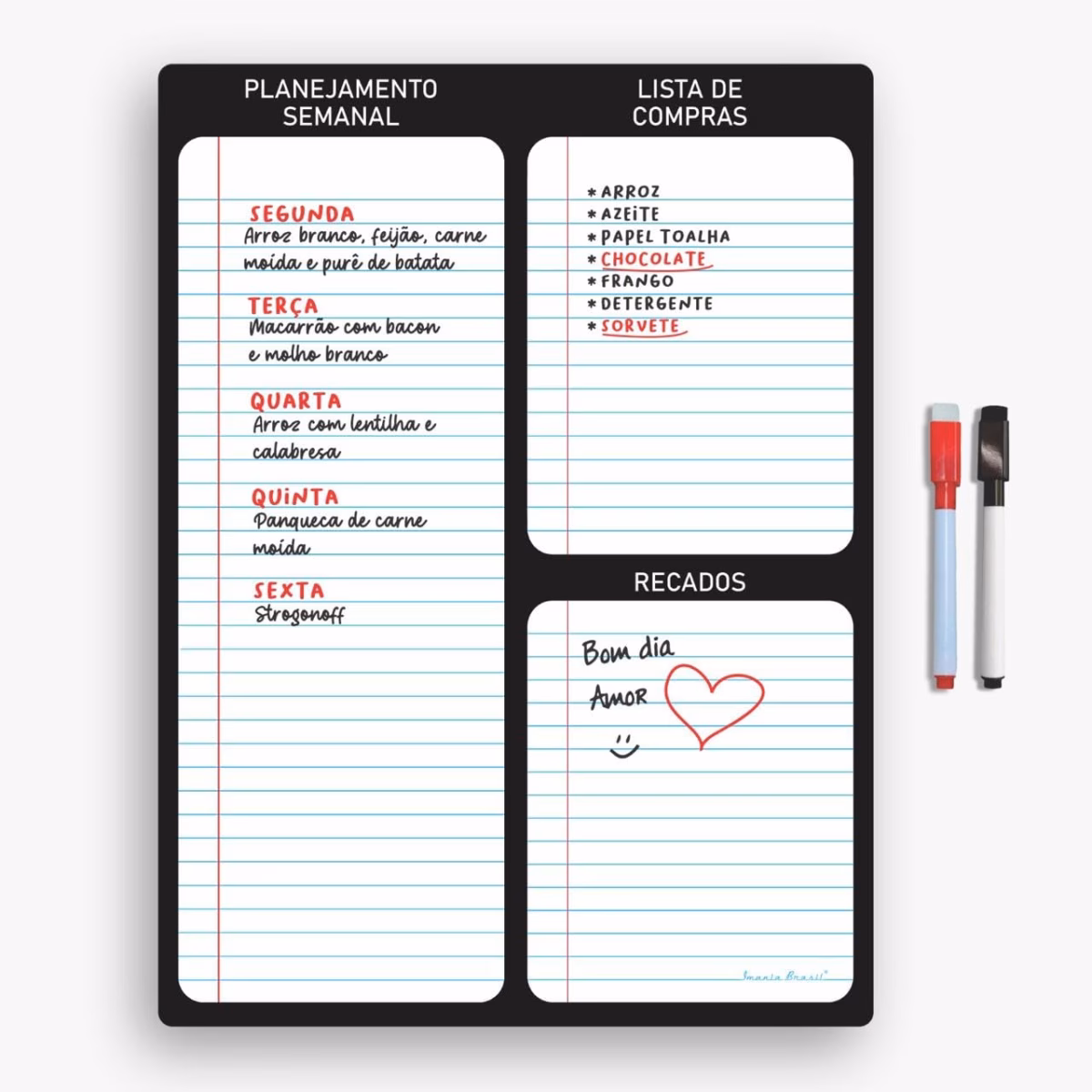 Quadros brancos para lembretes e listas de compras - inspiração