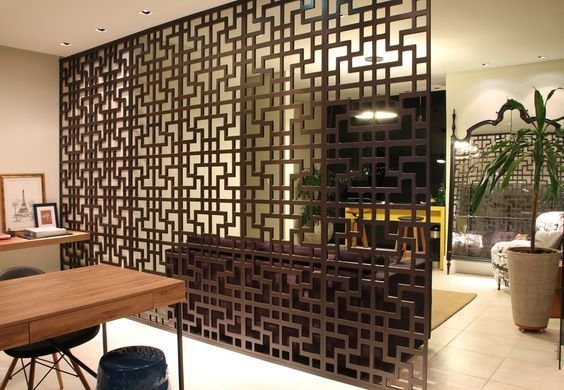 Divisórias de Ambiente Vazadas com Tubos de Cobre: Separação Elegante e Funcional - detalhe