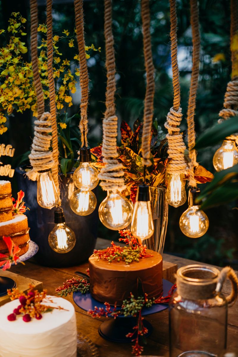 Iluminação Mágica com Cordão de Luzes e Velas - detalhe