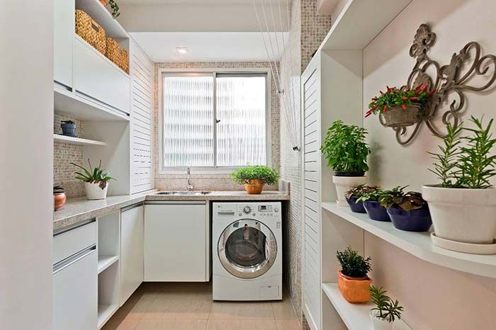 Lavanderia Zen com Plantas e Elementos Naturais: Relaxamento em Meio à Rotina - inspiração