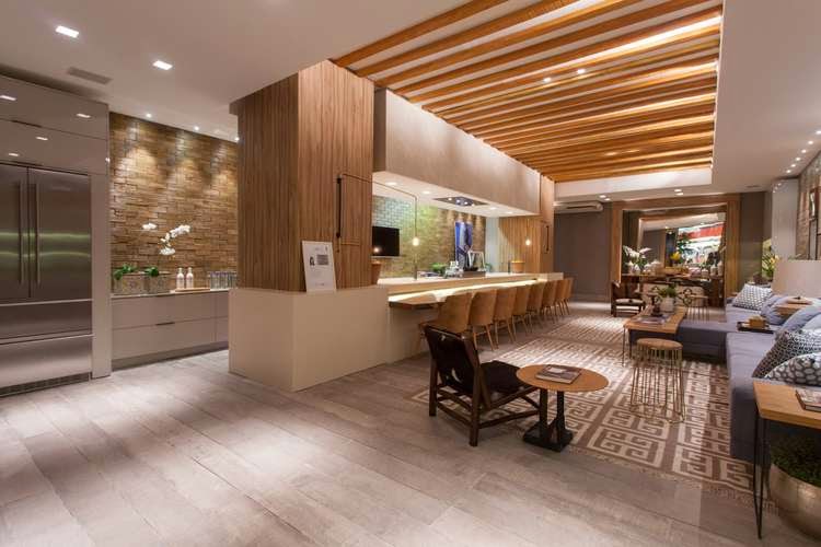 Integração Moderna com Eletrodomésticos Inox e Luminárias de LED - detalhe