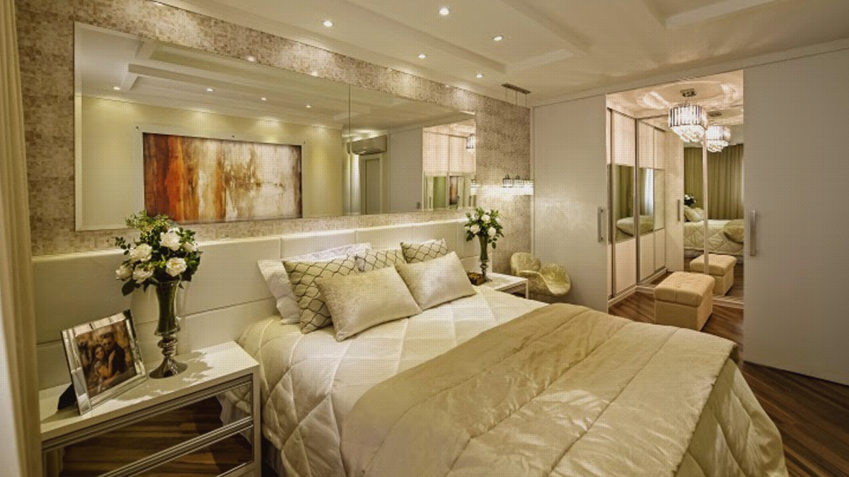 Quarto de Casal Decorado com Criados-Mudos Assimétricos: Design Inovador - detalhe