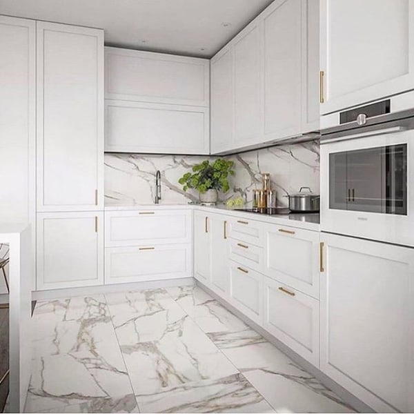 Cozinha Gourmet: A Sofisticação do Porcelanato que Imita Mármore - detalhe