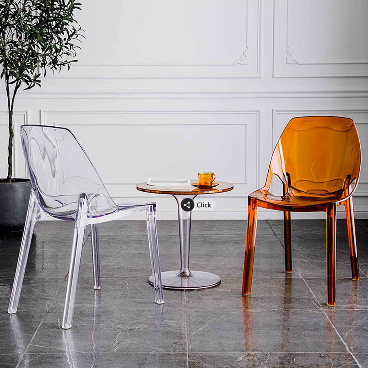 Cadeiras de Design em Acrílico Transparente: Minimalismo Moderno - ideia