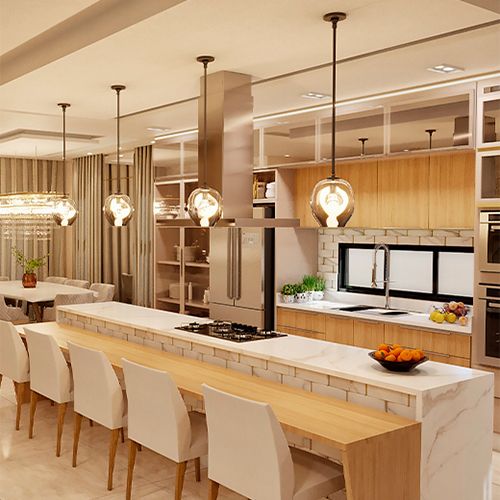 Cozinha Minimalista com Armários Sem Puxadores e Iluminação LED - inspiração