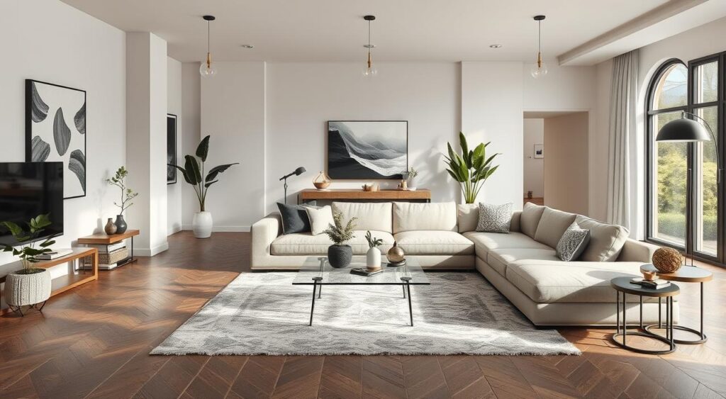 Espaço Moderno com Mobiliário de Design e Arte Contemporânea - detalhe