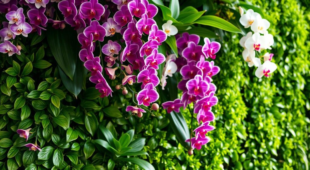 Orquídeas em Escadas de Madeira: Um Jardim Vertical Charmoso - detalhe