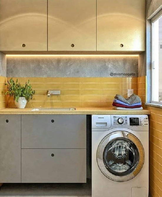 Lavanderia Moderna com Iluminação LED: Realce e Economia - inspiração