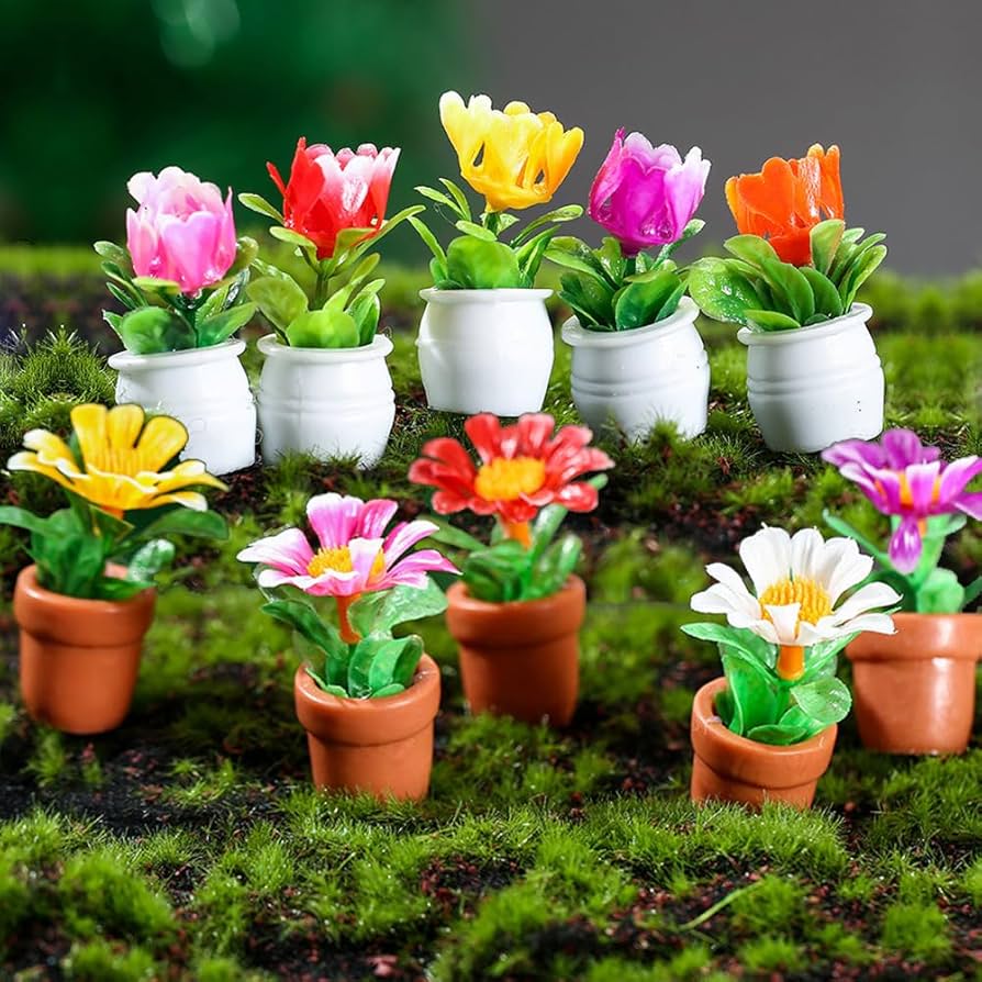 Terrários Abertos com Mini Flores: Miniaturas Encantadoras - inspiração