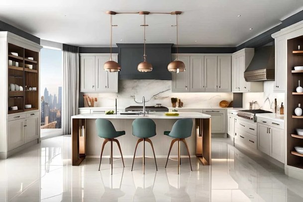 Minimalismo Elegante: Cozinha com Porcelanato Líquido Cinza Claro e Detalhes Sutis - ideia