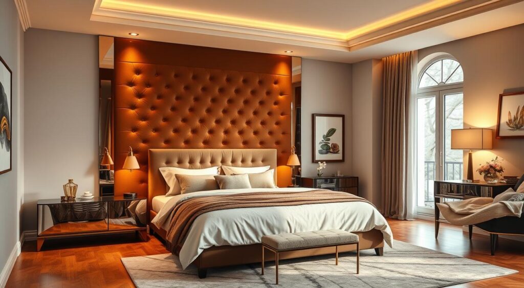 Toque Artístico: Cabeceira Estofada com Design Geométrico - ideia