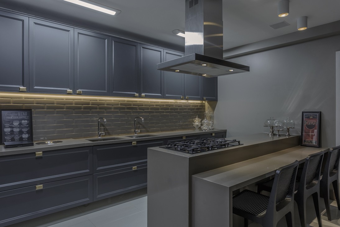 Armário de Cozinha em MDF com Textura de Cimento Queimado: Estilo Urbano e Minimalista! - detalhe