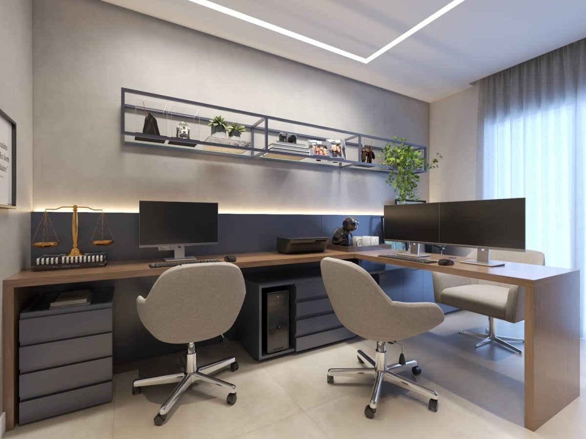 Home Office Moderno com Iluminação LED: Foco e Sofisticação! - inspiração