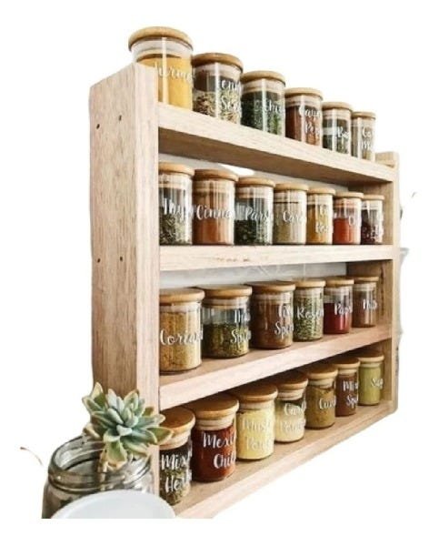 Simplicidade Charmosa: Prateleira de Madeira Crua com Potes de Vidro - inspiração