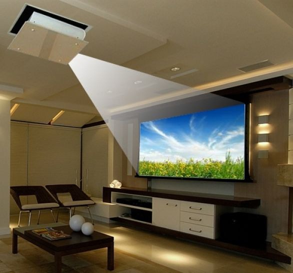 Tela Retrátil Embutida no Teto: Sofisticação e Funcionalidade em um Só Detalhe - detalhe