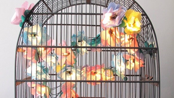 Gaiola Reutilizada: Transforme Objetos Antigos em Arte - ideia