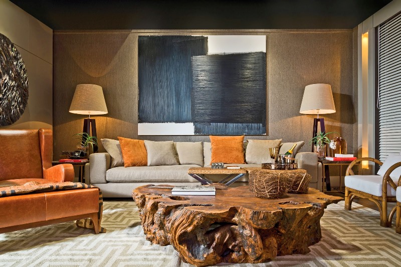 Com Mesa de Centro Rústica e Decoração Temática - ideia