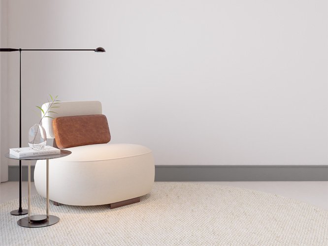 Estilo Industrial: Rodapé de Poliestireno Cinza Chumbo com Acabamento Fosco - detalhe